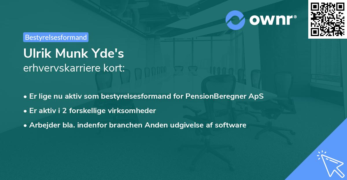 Ulrik Munk Yde's erhvervskarriere kort