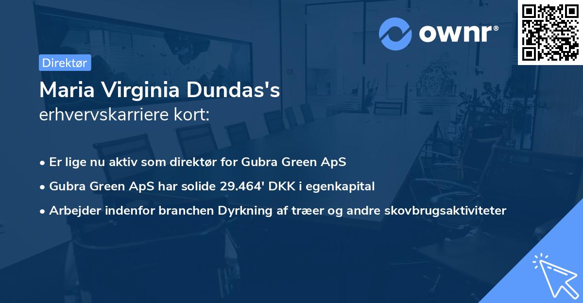 Maria Virginia Dundas's erhvervskarriere kort