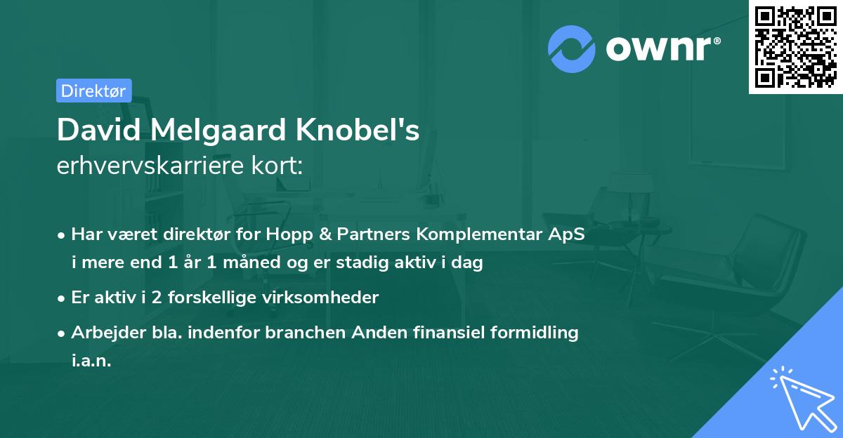 David Melgaard Knobel's erhvervskarriere kort