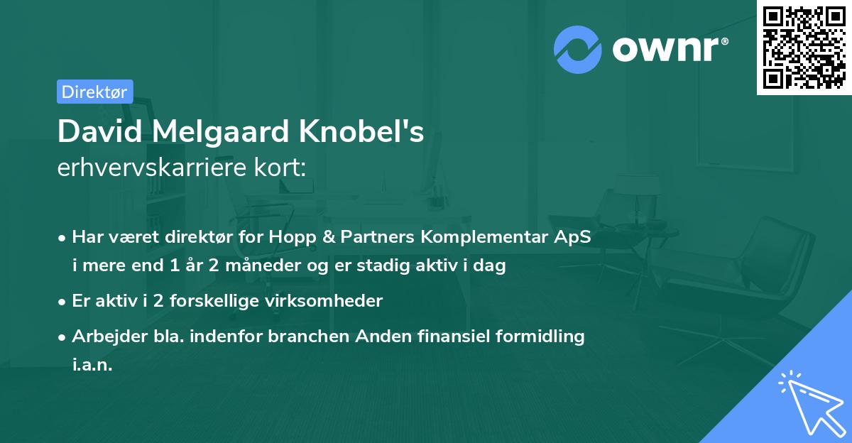 David Melgaard Knobel's erhvervskarriere kort