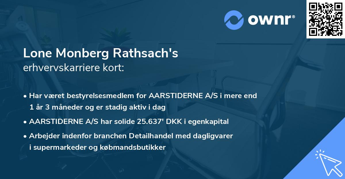 Lone Monberg Rathsach's erhvervskarriere kort
