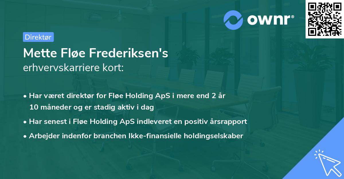 Mette Fløe Frederiksen's erhvervskarriere kort