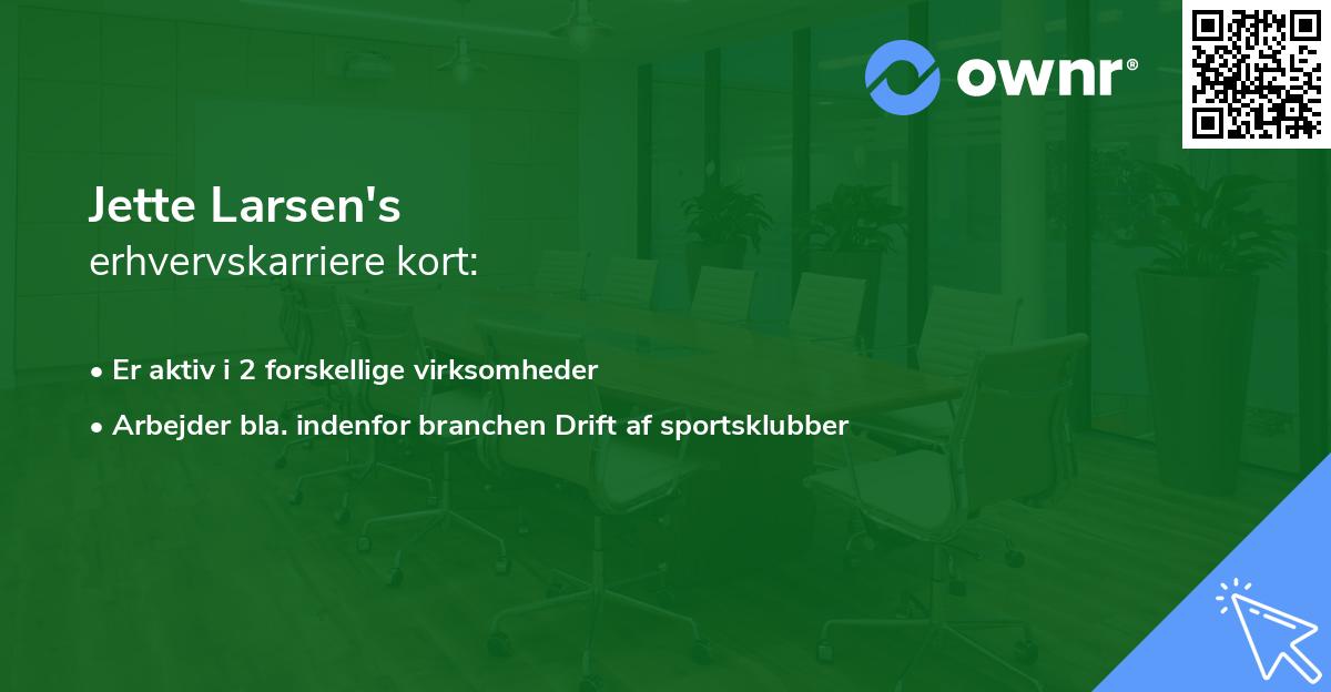 Jette Larsen's erhvervskarriere kort