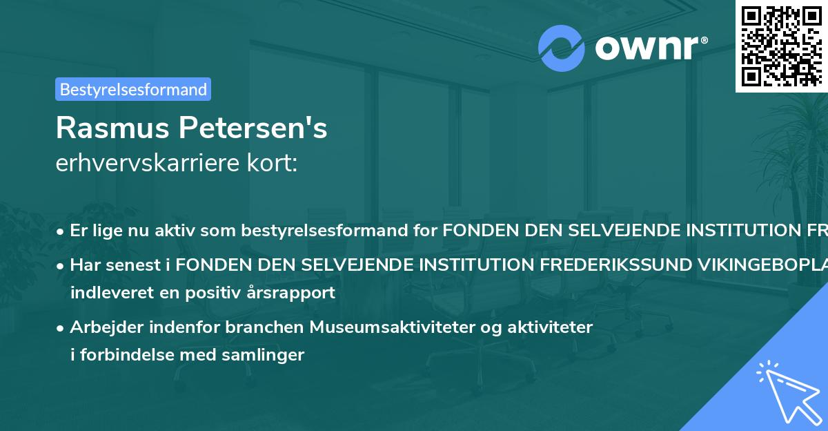 Rasmus Petersen's erhvervskarriere kort