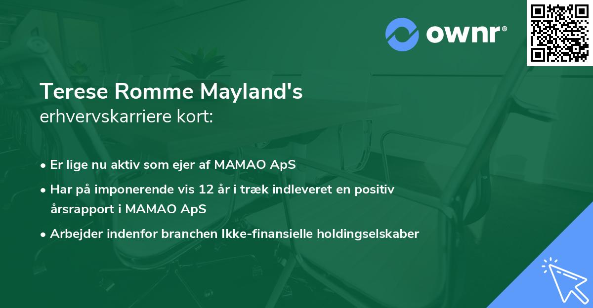 Terese Romme Mayland's erhvervskarriere kort