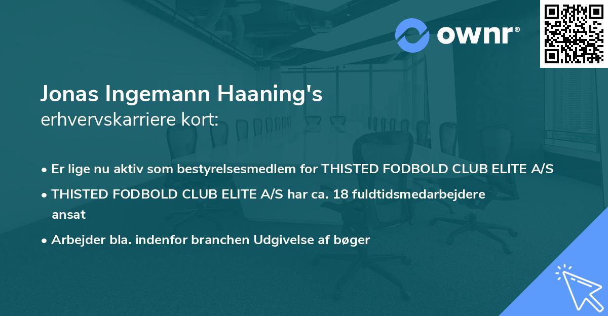 Jonas Ingemann Haaning's erhvervskarriere kort