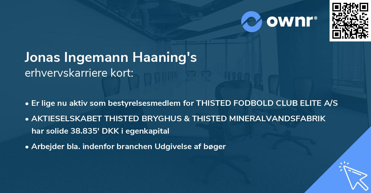 Jonas Ingemann Haaning's erhvervskarriere kort
