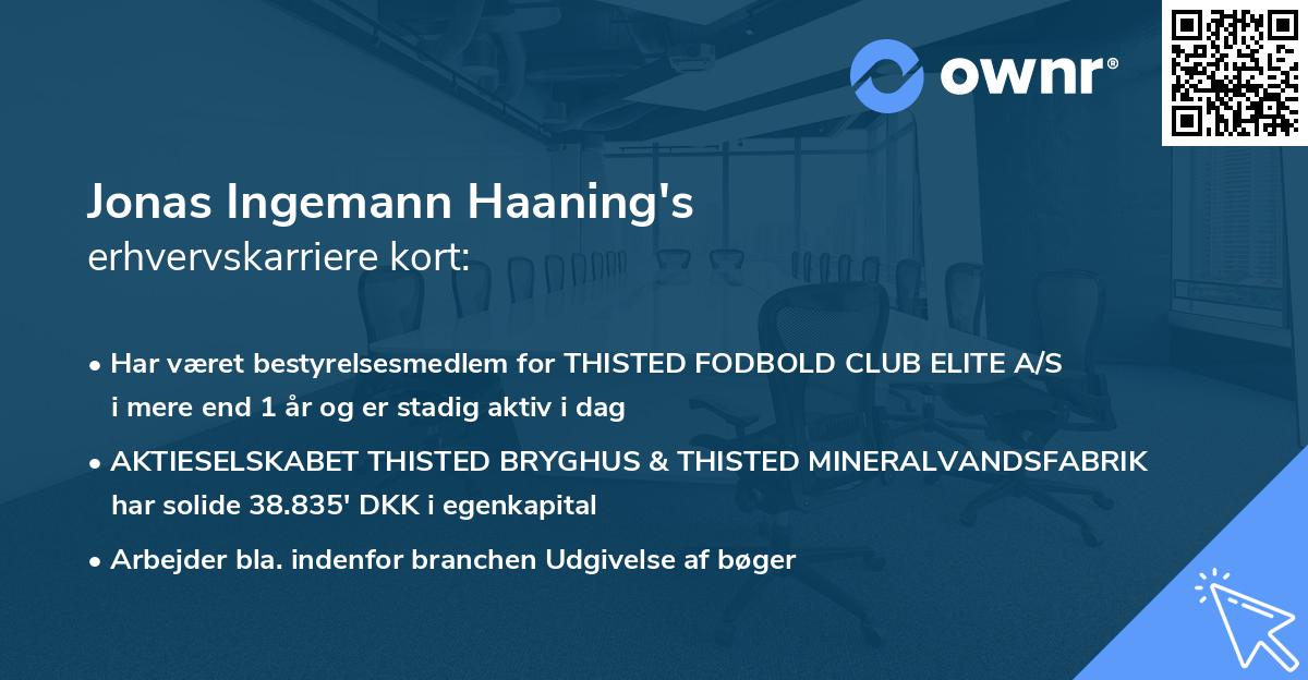 Jonas Ingemann Haaning's erhvervskarriere kort