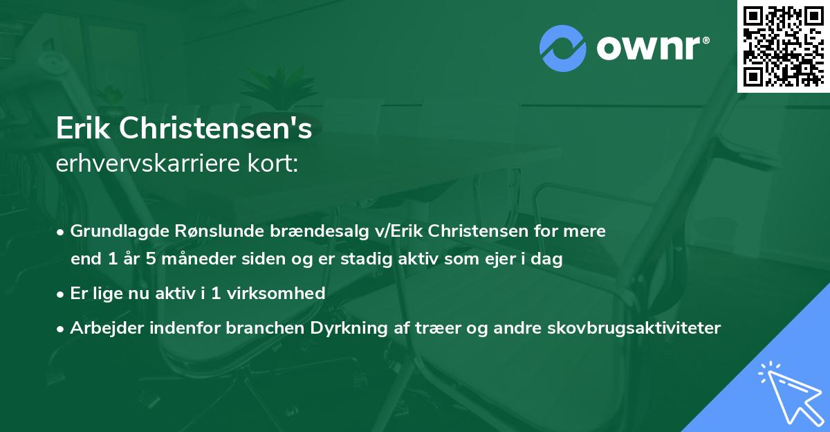 Erik Christensen's erhvervskarriere kort