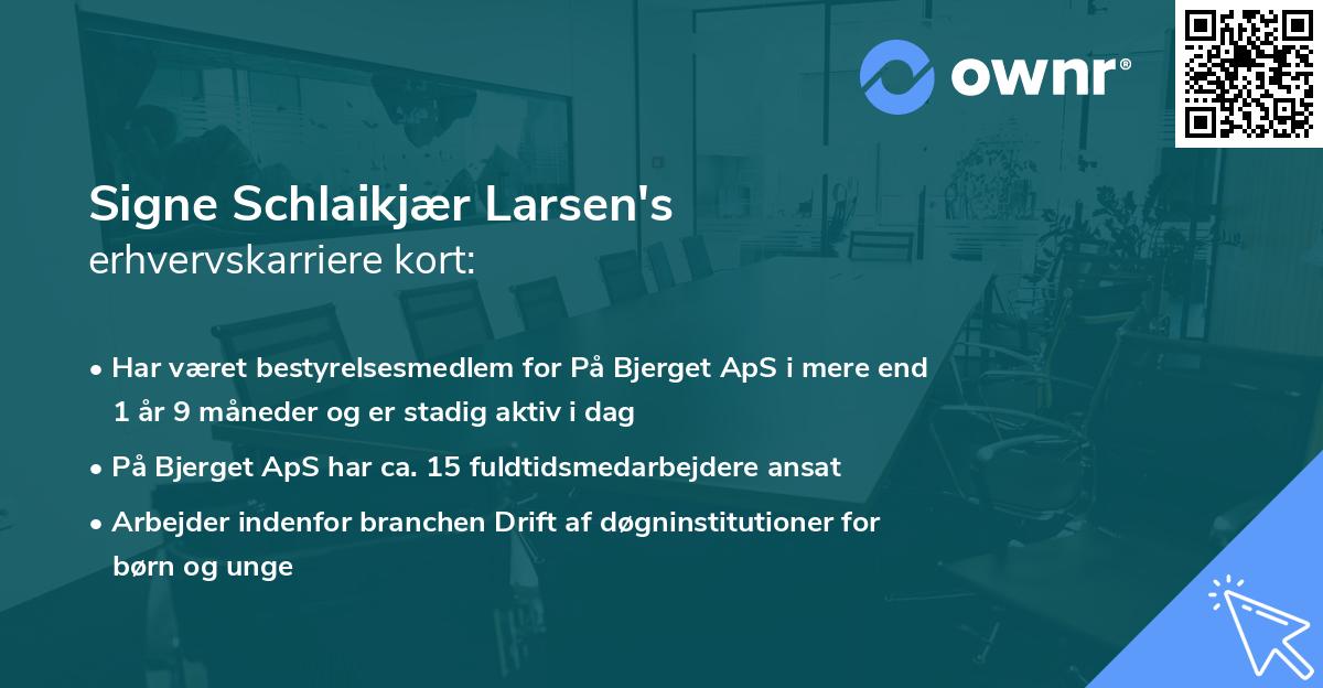 Signe Schlaikjær Larsen's erhvervskarriere kort