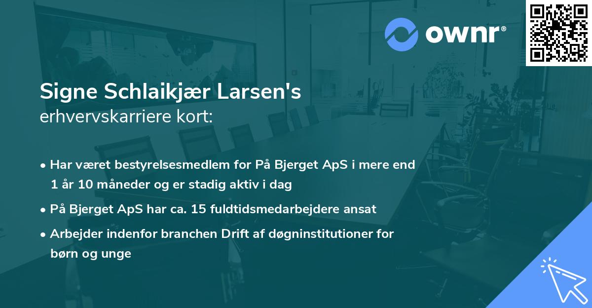 Signe Schlaikjær Larsen's erhvervskarriere kort
