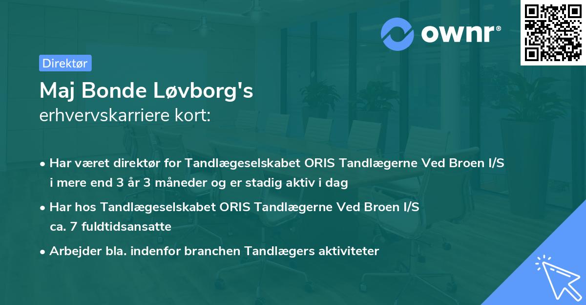 Maj Bonde Løvborg's erhvervskarriere kort