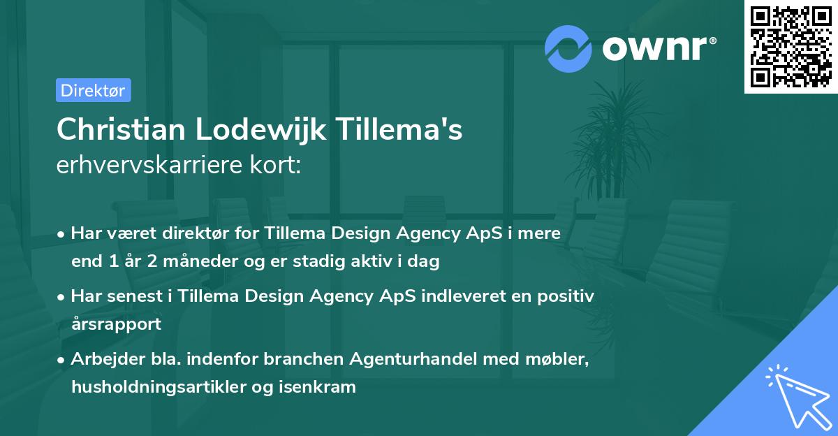 Christian Lodewijk Tillema's erhvervskarriere kort