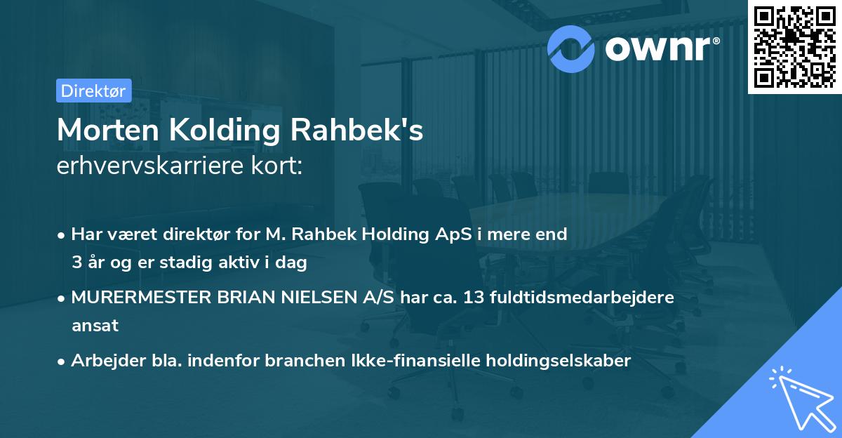 Morten Kolding Rahbek's erhvervskarriere kort