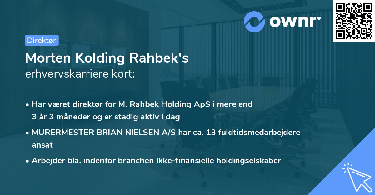 Morten Kolding Rahbek's erhvervskarriere kort