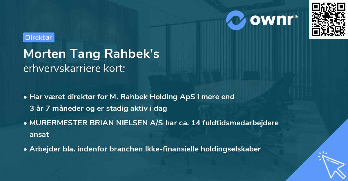 Morten Tang Rahbek's erhvervskarriere kort