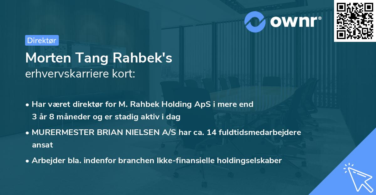 Morten Tang Rahbek's erhvervskarriere kort