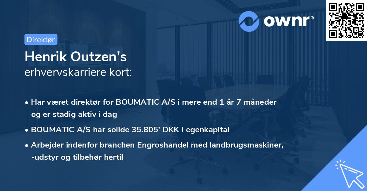 Henrik Outzen's erhvervskarriere kort