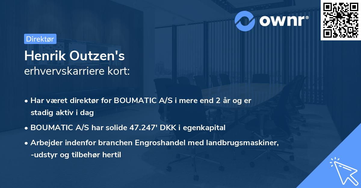 Henrik Outzen's erhvervskarriere kort