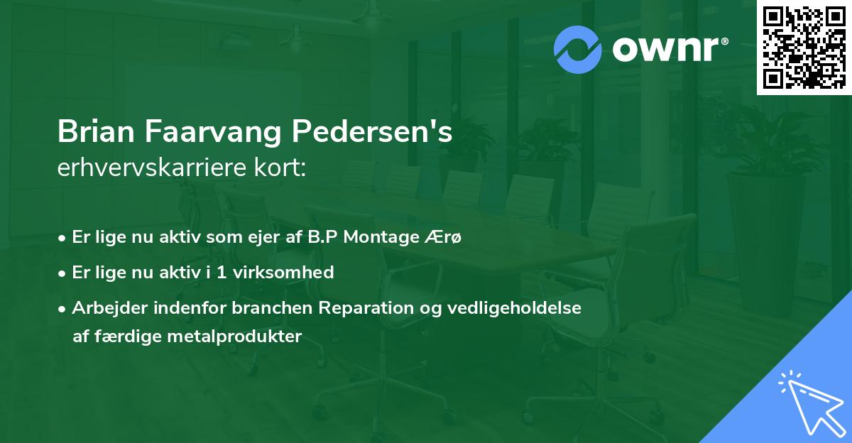 Brian Faarvang Pedersen's erhvervskarriere kort