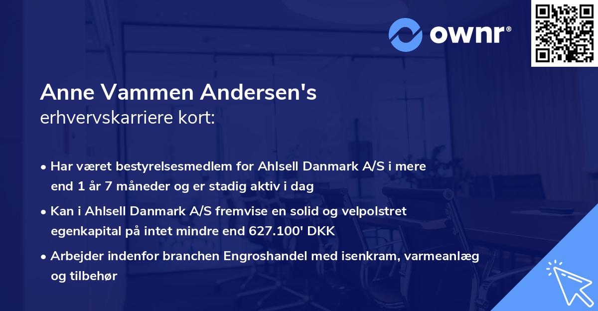 Anne Vammen Andersen's erhvervskarriere kort