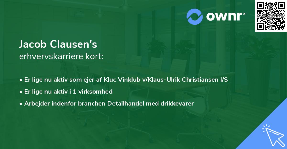 Jacob Clausen's erhvervskarriere kort