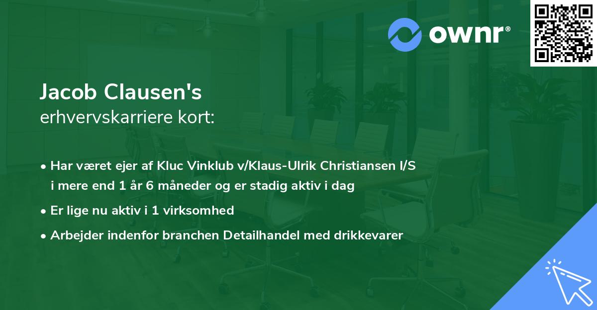 Jacob Clausen's erhvervskarriere kort