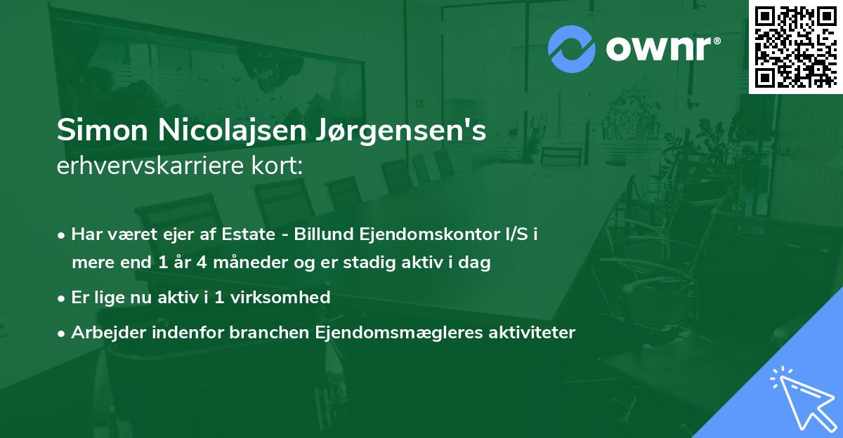 Simon Nicolajsen Jørgensen's erhvervskarriere kort
