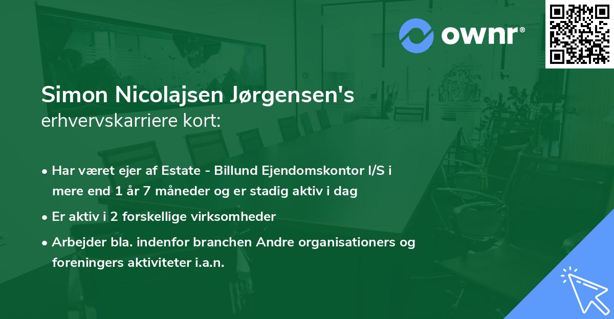 Simon Nicolajsen Jørgensen's erhvervskarriere kort