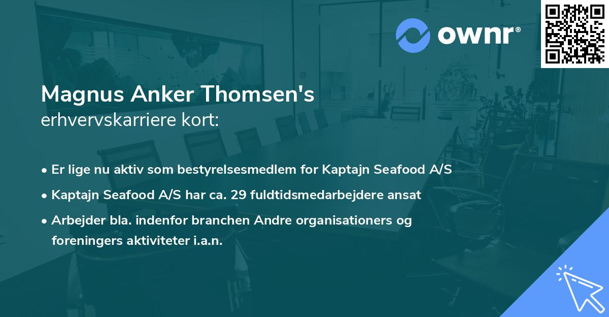 Magnus Anker Thomsen's erhvervskarriere kort