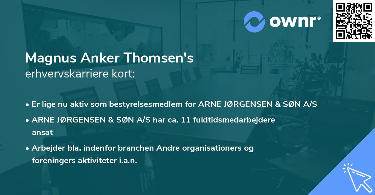 Magnus Anker Thomsen's erhvervskarriere kort
