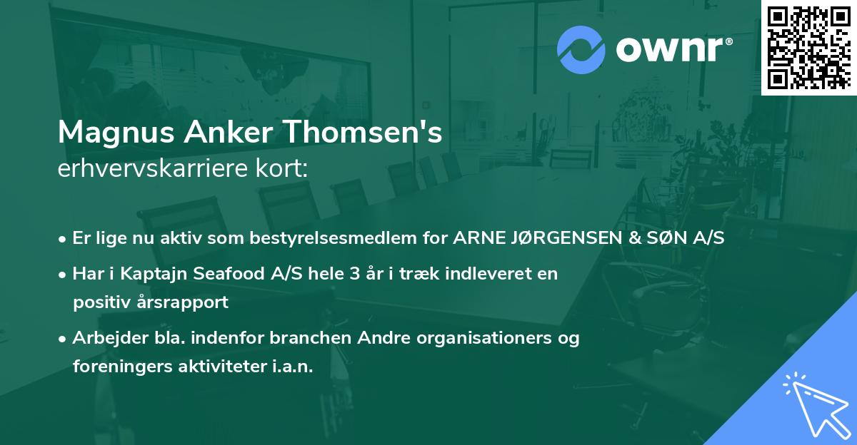 Magnus Anker Thomsen's erhvervskarriere kort