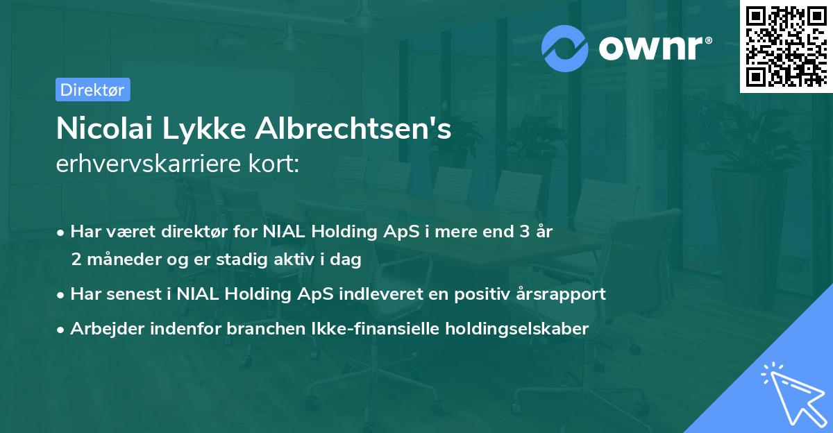 Nicolai Lykke Albrechtsen's erhvervskarriere kort