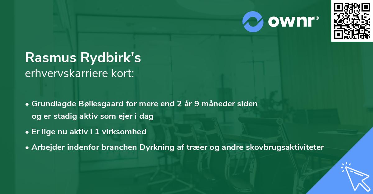 Rasmus Rydbirk's erhvervskarriere kort