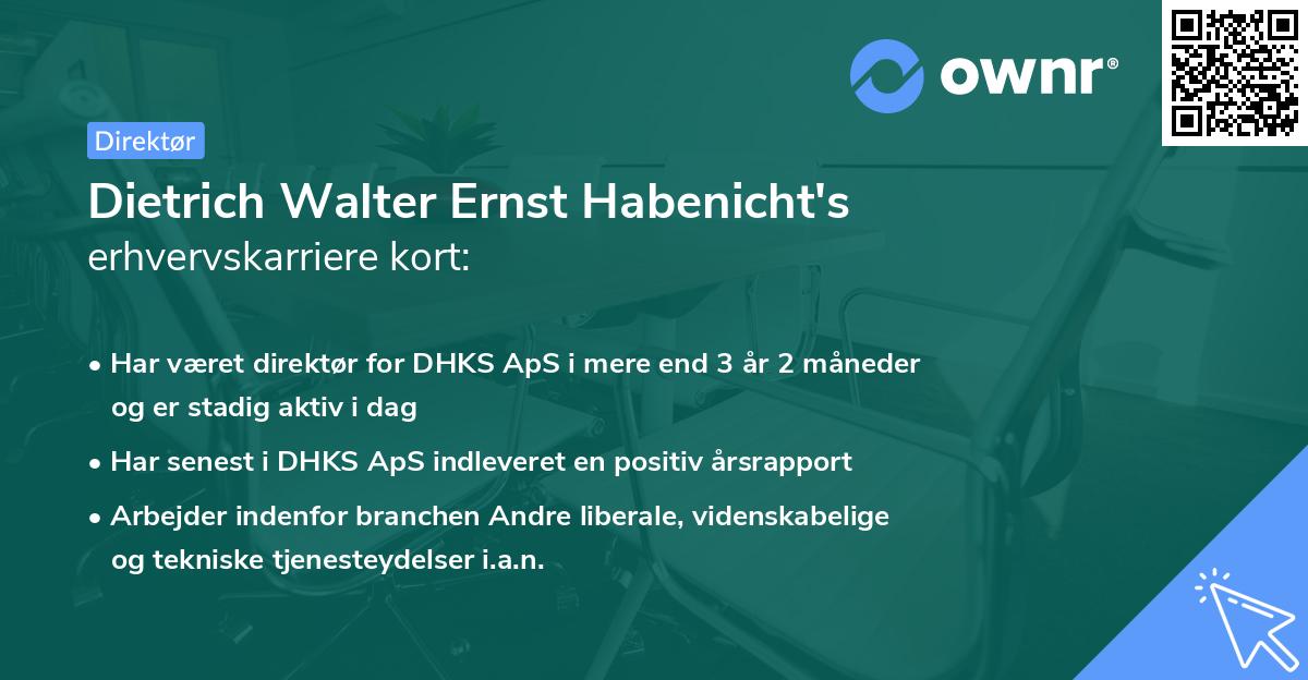 Dietrich Walter Ernst Habenicht's erhvervskarriere kort
