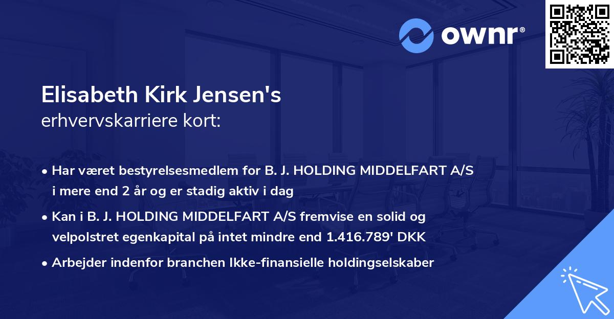 Elisabeth Kirk Jensen's erhvervskarriere kort