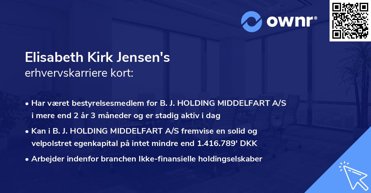 Elisabeth Kirk Jensen's erhvervskarriere kort