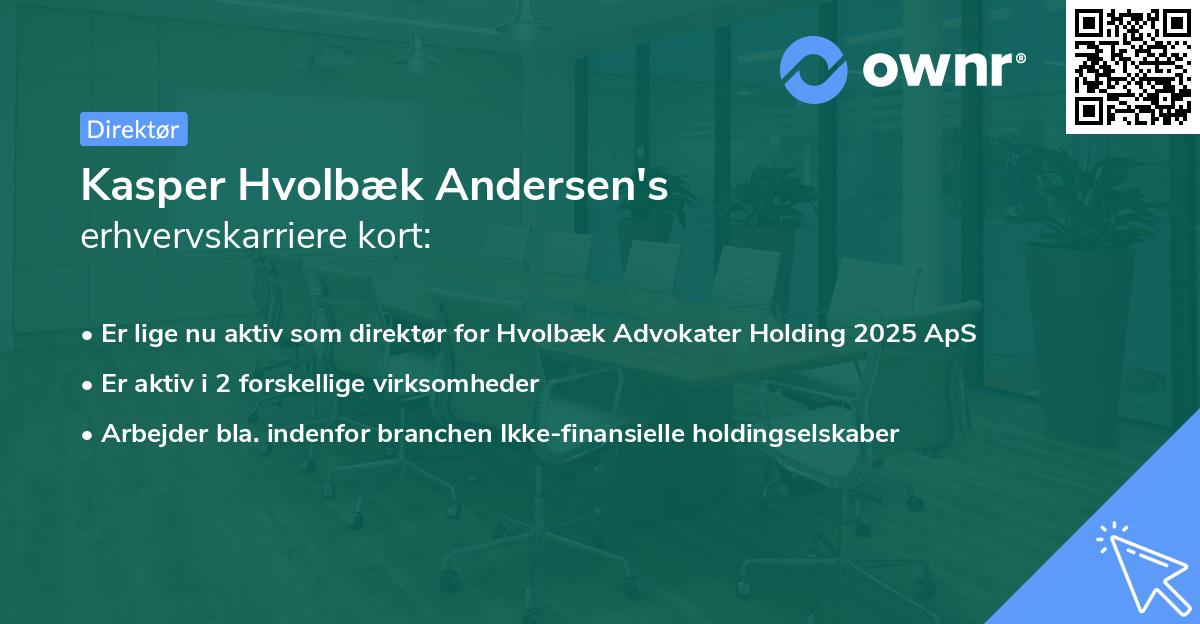 Kasper Hvolbæk Andersen's erhvervskarriere kort
