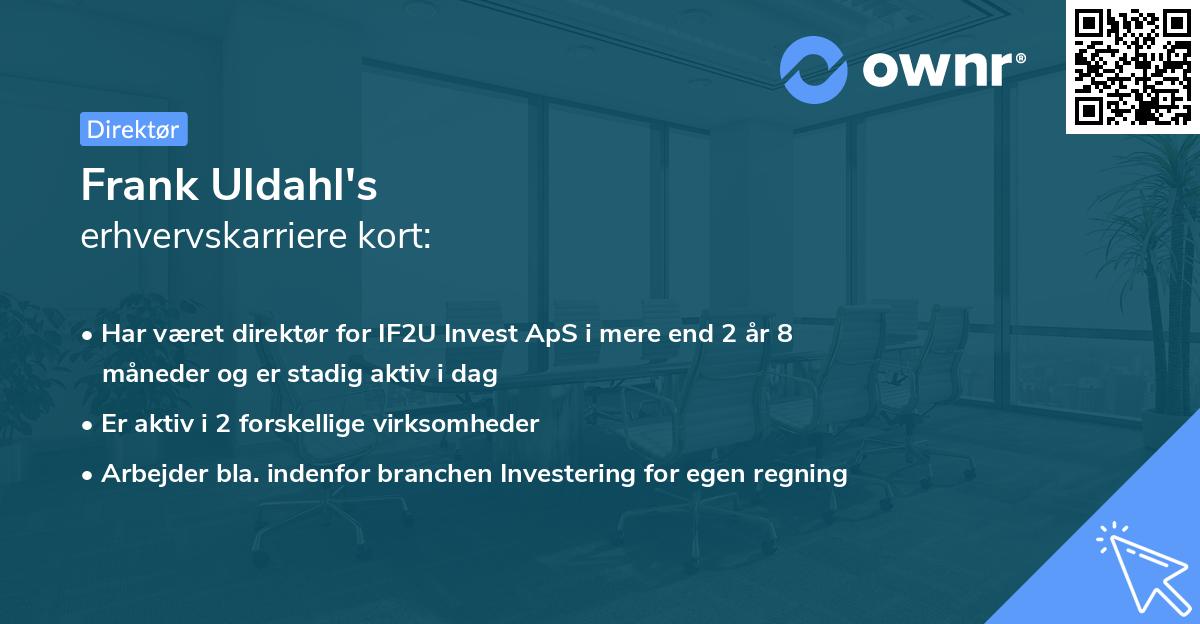 Frank Uldahl's erhvervskarriere kort