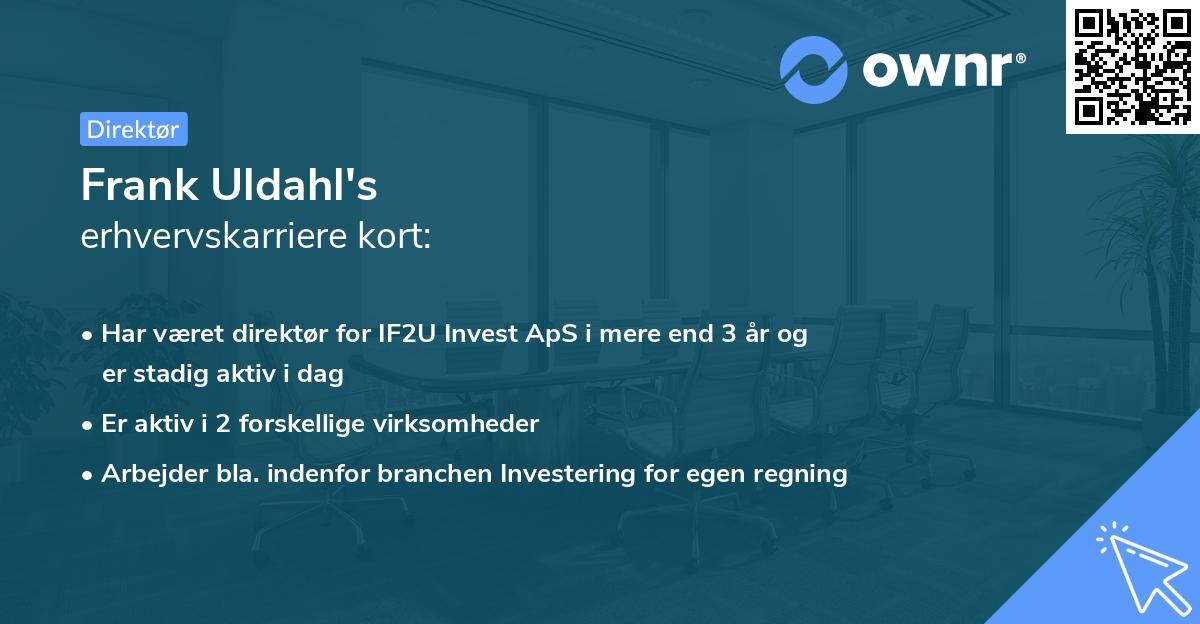 Frank Uldahl's erhvervskarriere kort