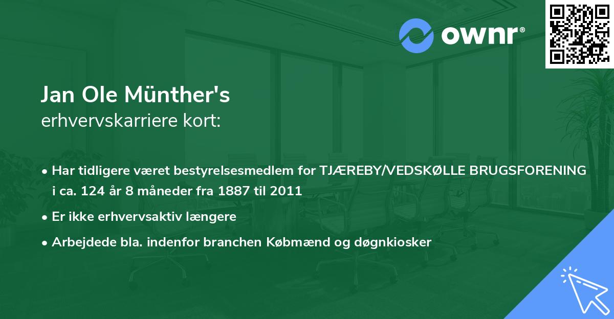 Jan Ole Münther's erhvervskarriere kort