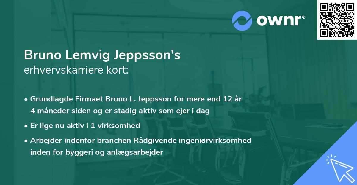 Bruno Lemvig Jeppsson's erhvervskarriere kort