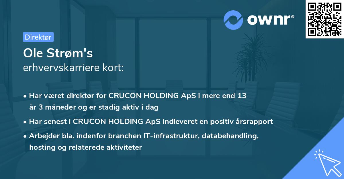 Ole Strøm's erhvervskarriere kort