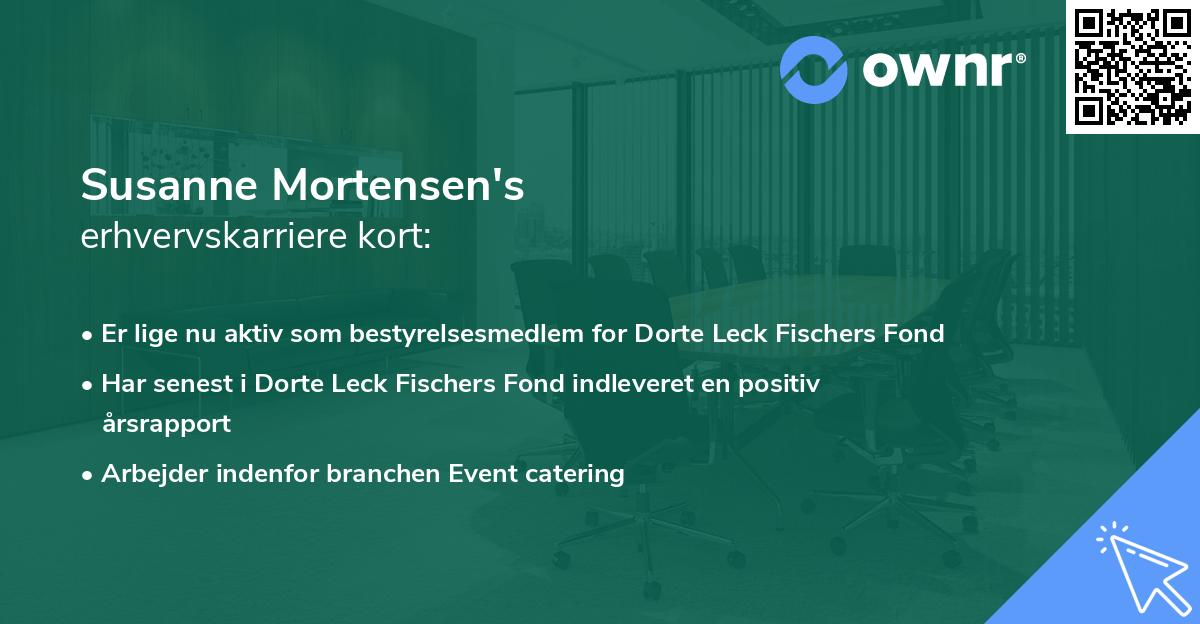 Susanne Mortensen's erhvervskarriere kort