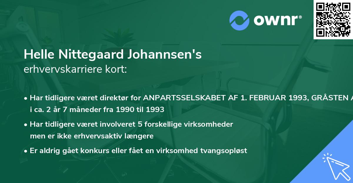 Helle Nittegaard Johannsen's erhvervskarriere kort