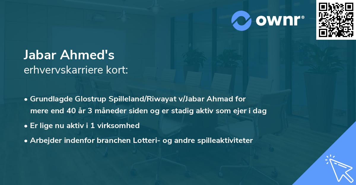 Jabar Ahmed's erhvervskarriere kort