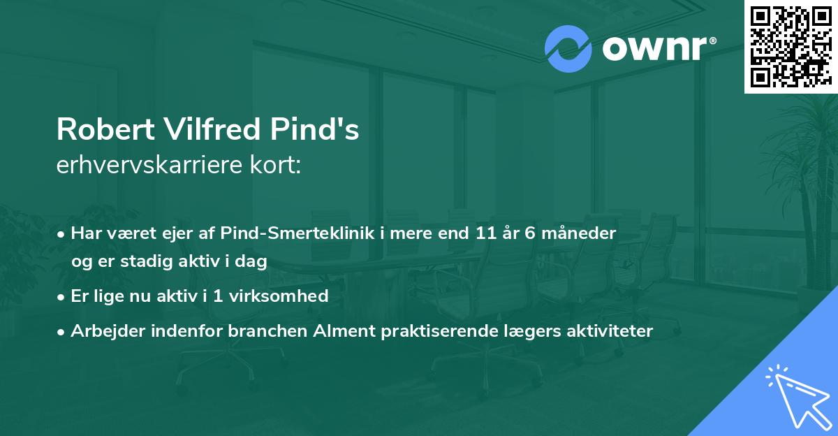 Robert Vilfred Pind's erhvervskarriere kort