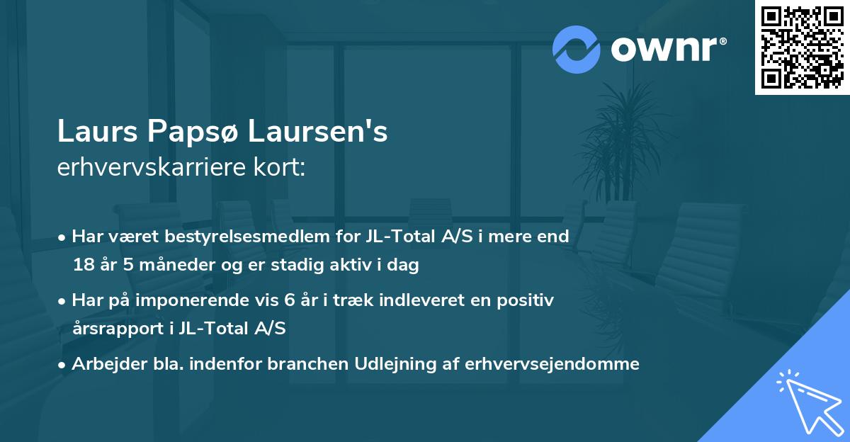 Laurs Papsø Laursen's erhvervskarriere kort