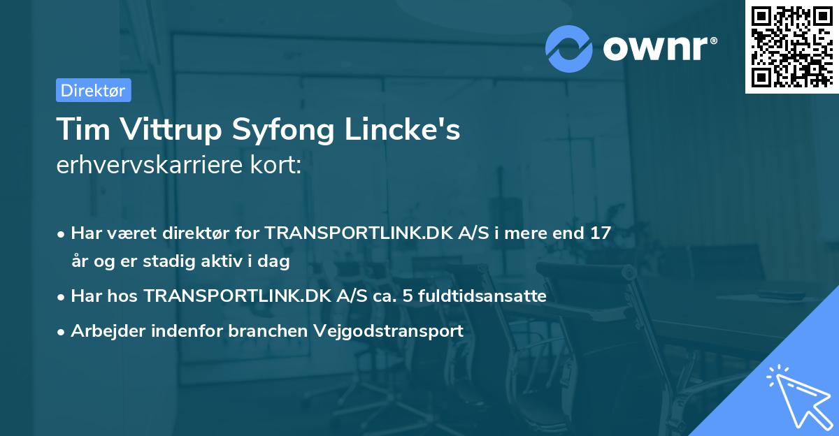 Tim Vittrup Syfong Lincke's erhvervskarriere kort