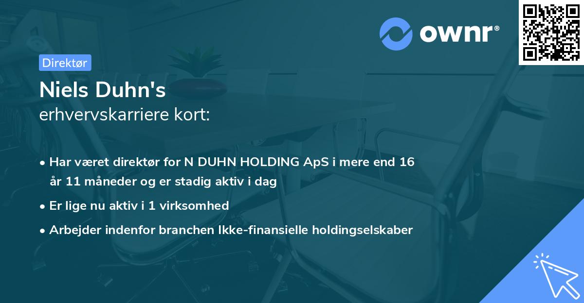 Niels Duhn's erhvervskarriere kort